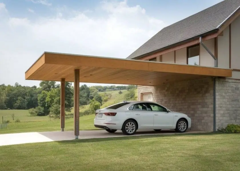 Carport Minimalis dengan Warna Netral
